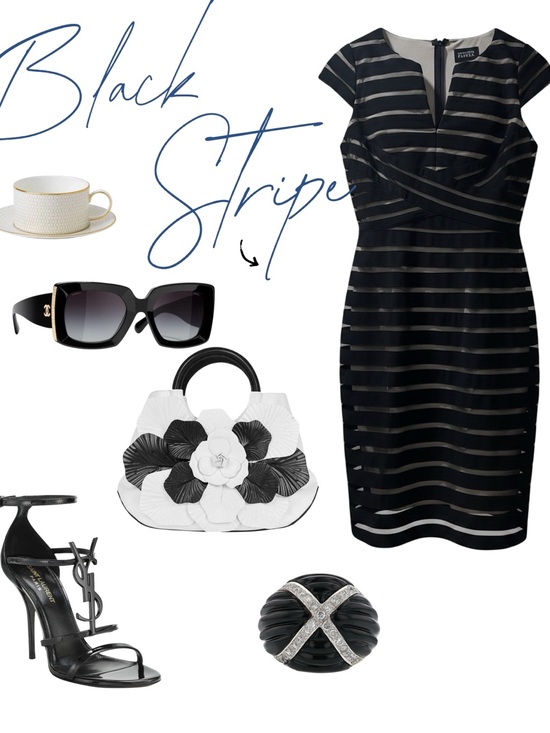 Adrianna Papell Dresses & Skirts - Adrianna Papell Black and Nude Striped Dress